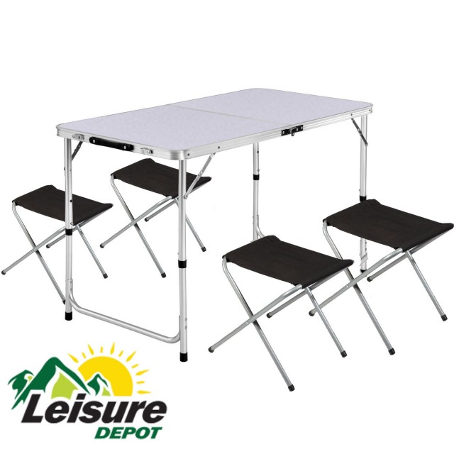 Leisure Depot Aluminium Table With Stools Set