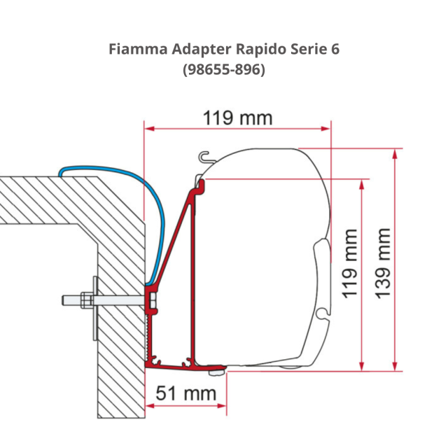 Fiamma Adapter Bracket Rapido 6 400cm