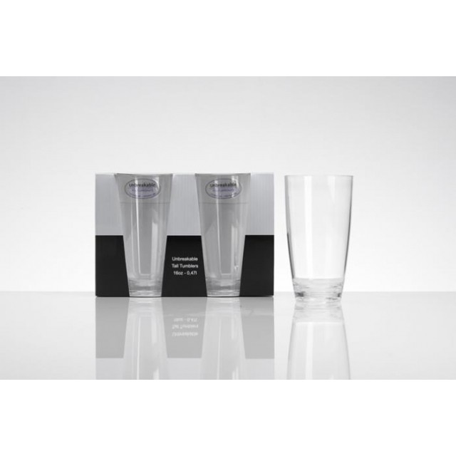 Flamefield 2 Pack Unbreakable Clear Polycarbonate Tall Tumbler 470ml
