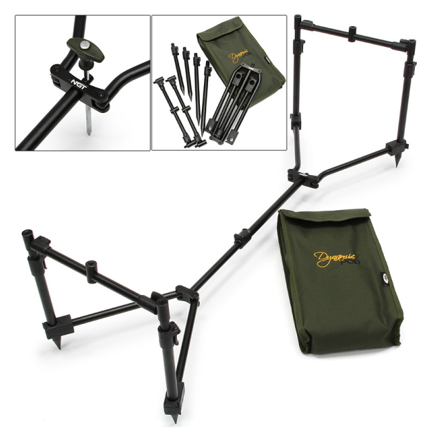 NGT Dynamic Fully Adjustable Compact 3 Pod with Buzz Bars with Case