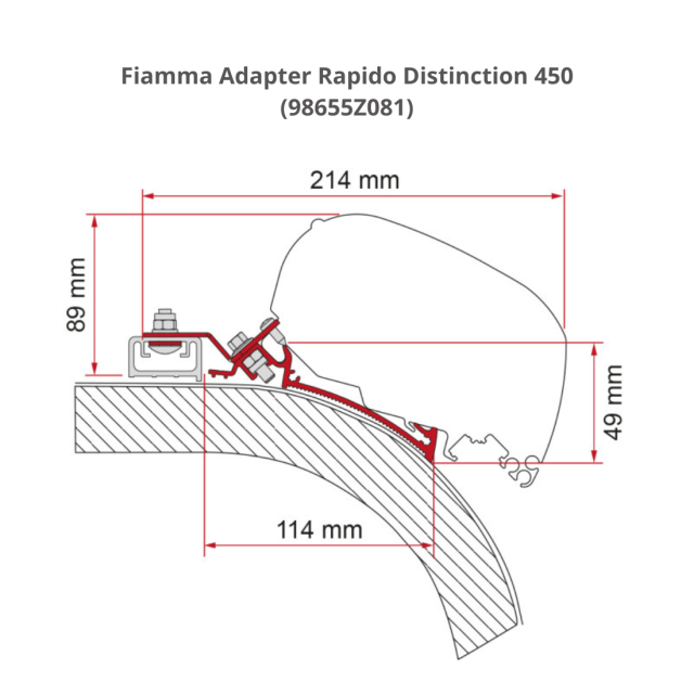 Fiamma Awning Adapter Bracket Rapido Distinction 450 F65 F80