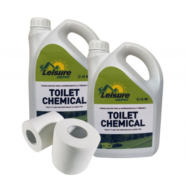 2 x 2 Litre Leisure Depot Organic Toilet Chemical + FREE Twin Toilet Roll