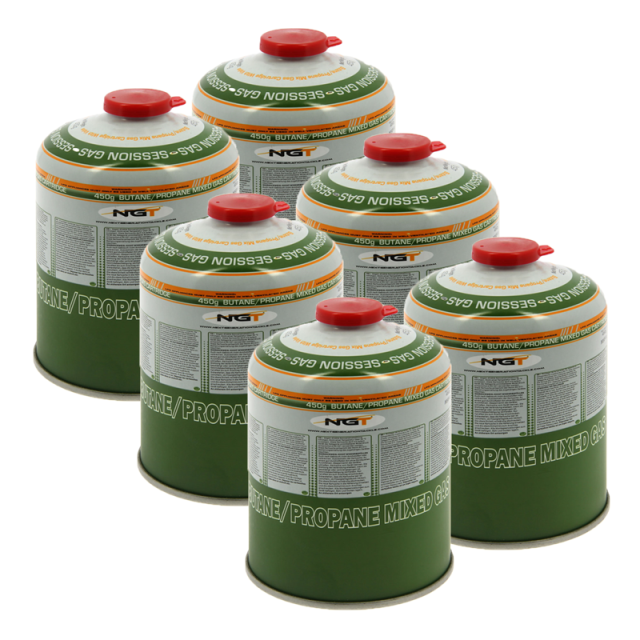 Pack of 6 NGT 450g Butane / Propane Gas Canisters. NOT AVAILABLE FOR DELIVERY OUTSIDE OF THE UK