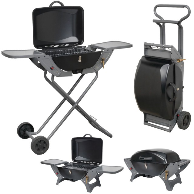 Folding Gas Barbecue Combo Trolley BBQ 