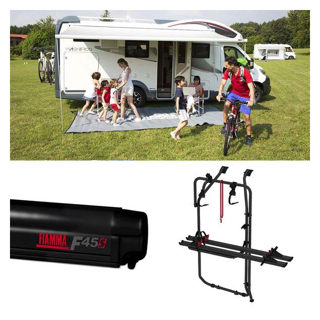 (Order Singles) Fiamma F45S Awning Bundle With Fixing Bracket And Bike Carrier For VW T6 SWB Vans