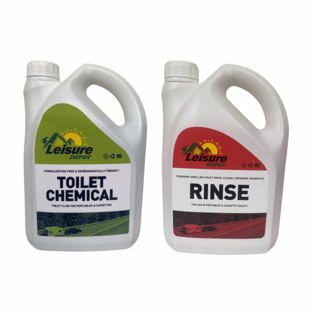 Twin Pack 2L Toilet Chemical Fluid & 2L Rinse