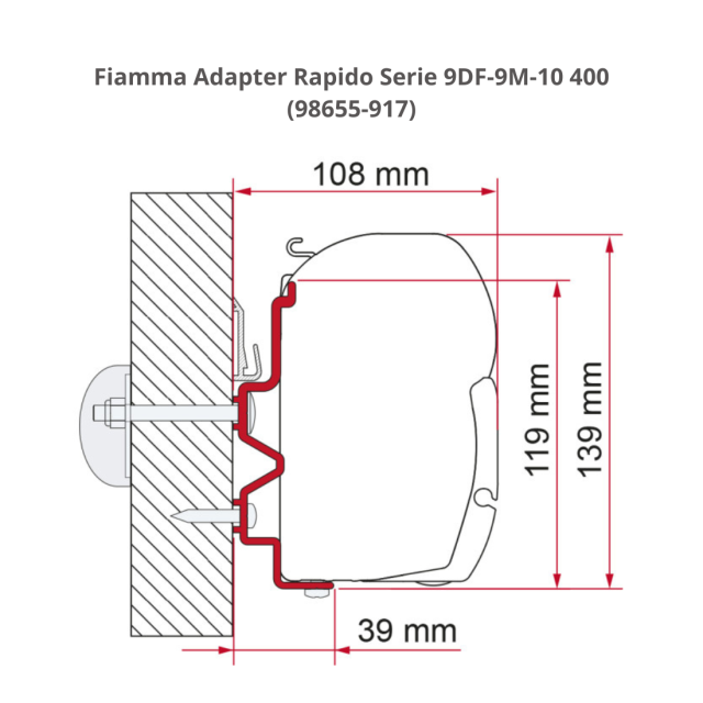 Fiamma Adapter Bracket Rapido 90DF-9M-10 400