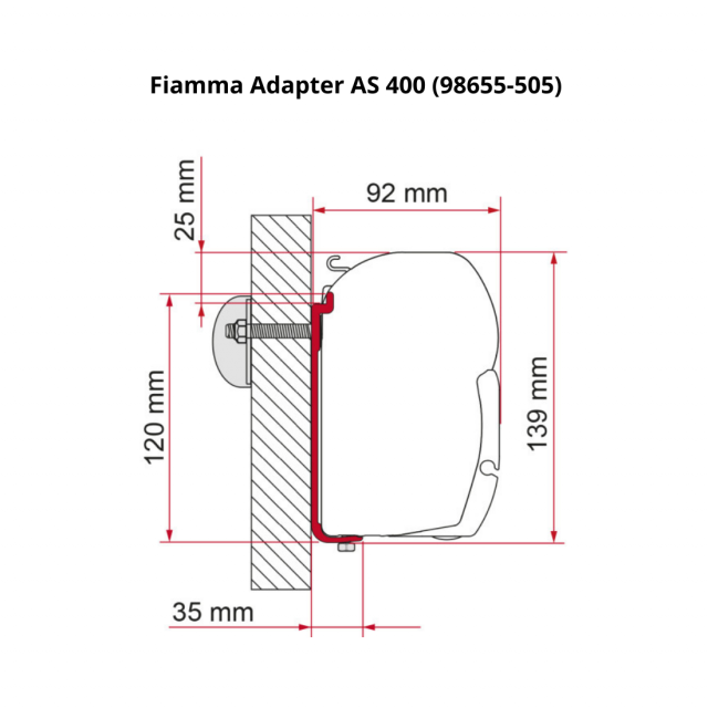 Fiamma F45 F70 Adapter AS Bracket  400cm
