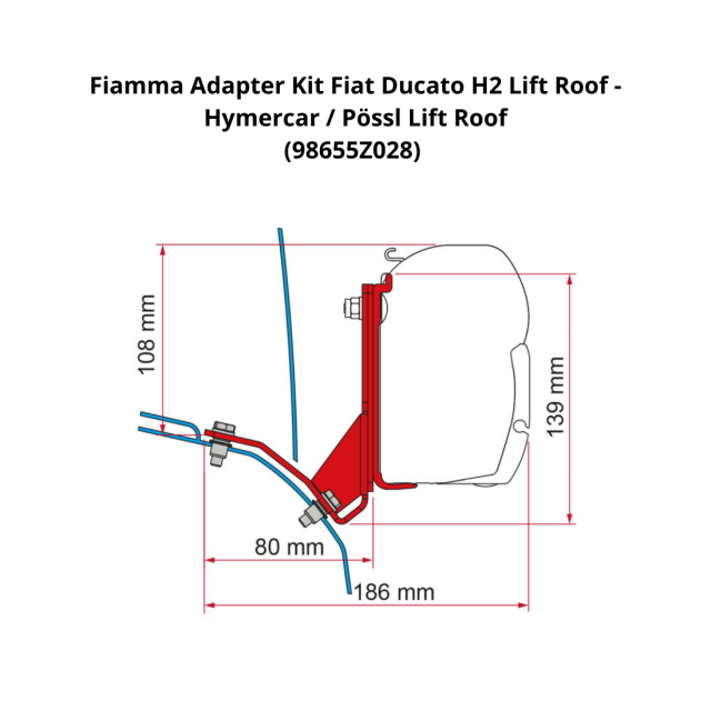 Fiamma Black Adapter Kit Ducato H2 Lift Roof Hymercar Pössl