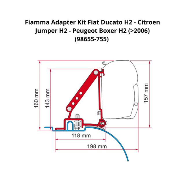 Fiamma Adapter Bracket Kit Ducato Jumper Boxer H2 >2006