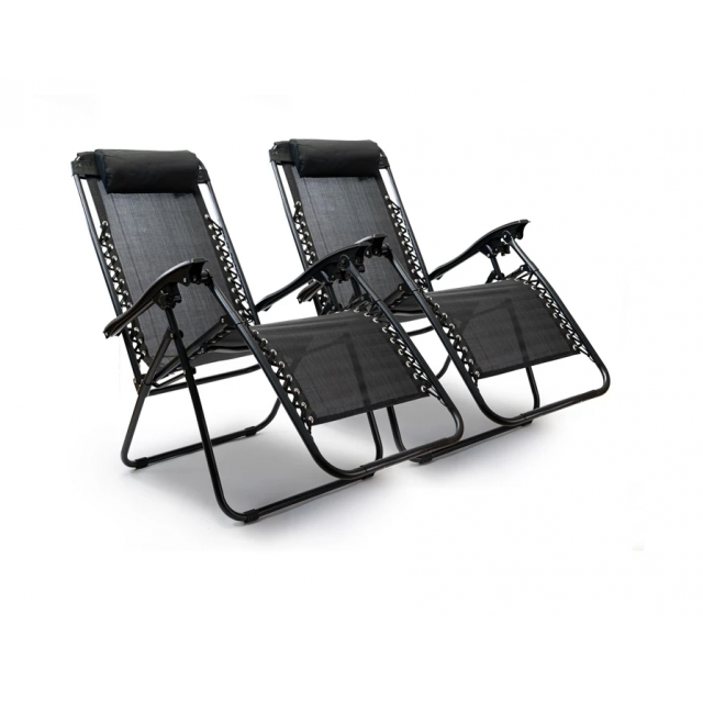 Redwood Leisure Pair of Black Recliner Zero Gravity Chairs