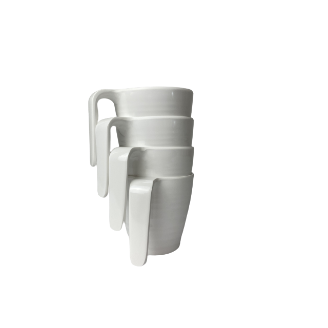 Flamefield Melamine Soft White Stacking Mug 4 Pack