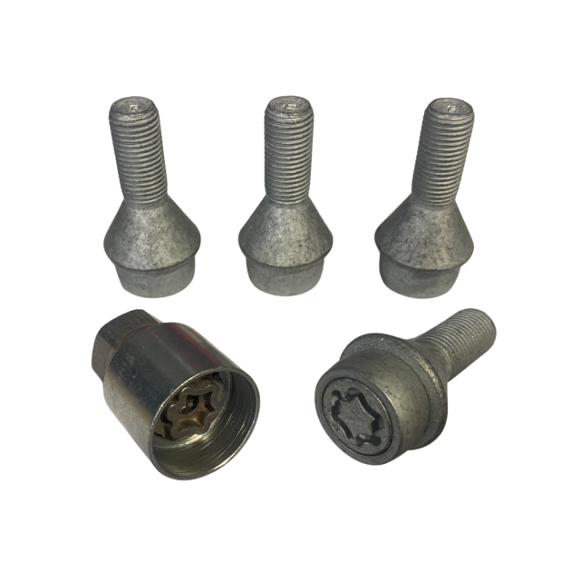 Milenco M14 15" Locking Wheel Nuts 4 Pack Complete with 1 Key