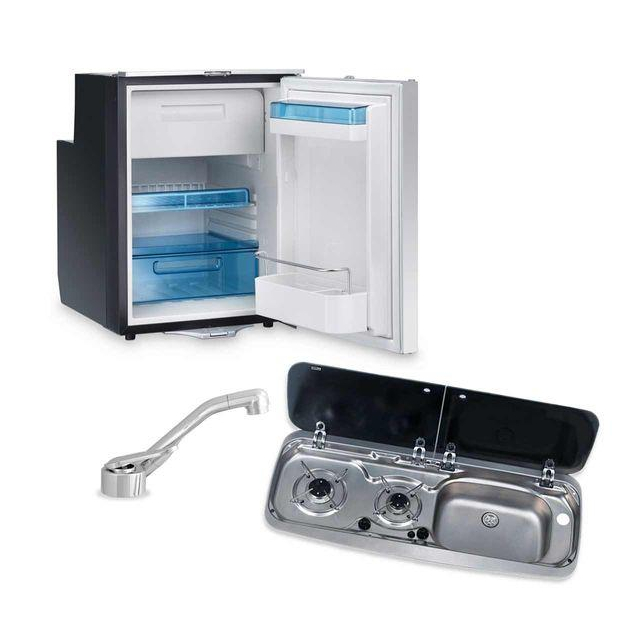 Dometic CRX50 Fridge, 9222 Hob/Sink Unit and Tap Bundle (Sink on Right)