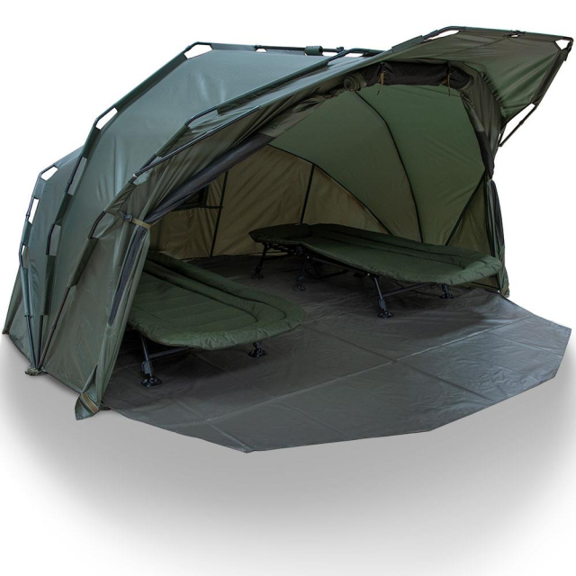 NGT XL Fortress with Hood 2 Man Bivvy + Winter Overskin Wrap AND Specimen Bed with Recliner and Pillow