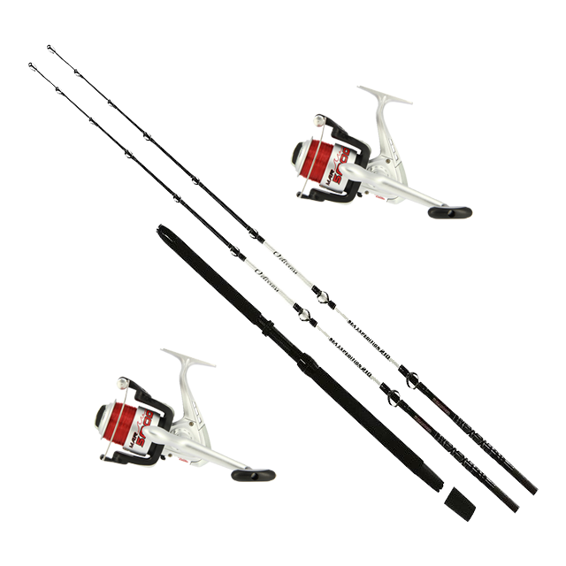 Trabucco Sea Fishing Sea Expedition 210 Rod Boat Pier AND MAR5000 1BB Sea Reel with 20lb Red Line
