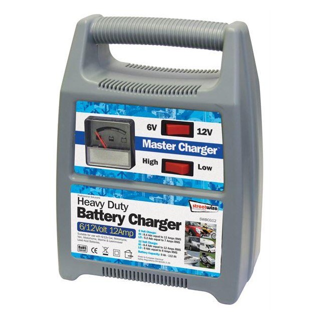 Streetwize 6 / 12 Volt 12 Amp Heavy Duty Battery Charger