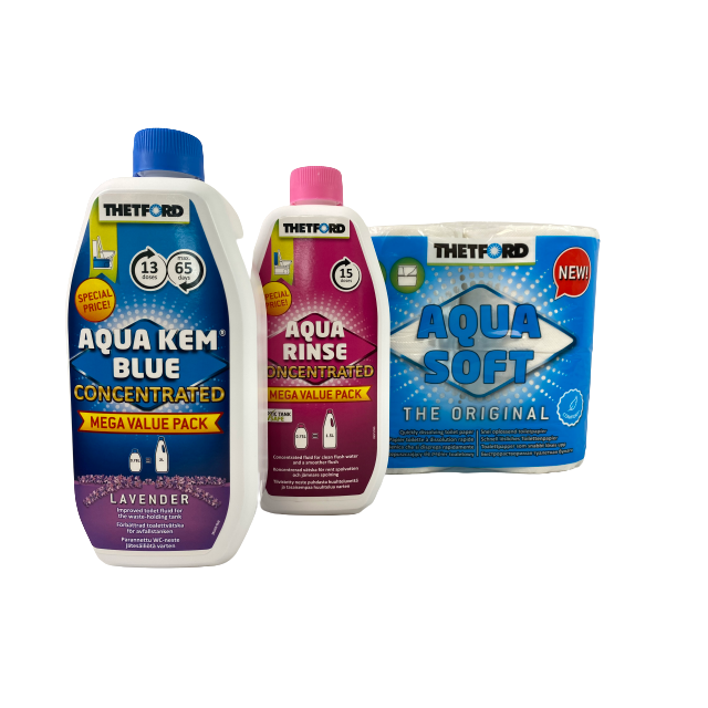 Thetford Aqua Kem Blue Lavender & Pink Rinse Concentrate + Chemical Toilet Paper