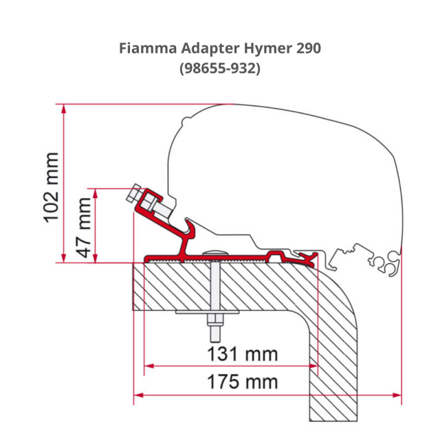 Fiamma F65 F80 Awning Adapter Bracket 290cm for Hymer Vehicles