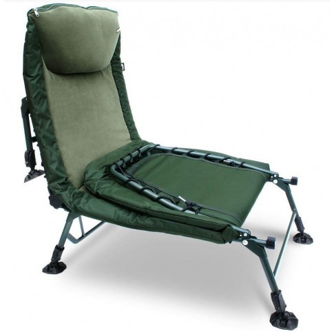 NGT Classic Fishing Bed Chair 6-Leg Recliner, Fleece-Lined, with